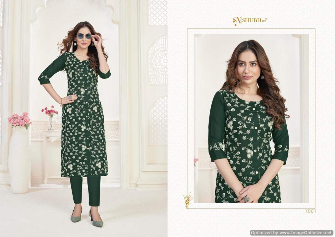 Shubh Kashvi Ethnic Regular Wear Rayon Cotton Designer Kurti Collection